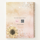 Zonnebloem roos goudglitter monogram notitieboek (Achterkant)