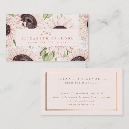  zonnebloem Roos goudolie Visitekaartje (Voorkant / Achterkant)