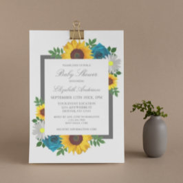 Zonnebloem Roos Madelief Bloemige Baby Shower Kaart