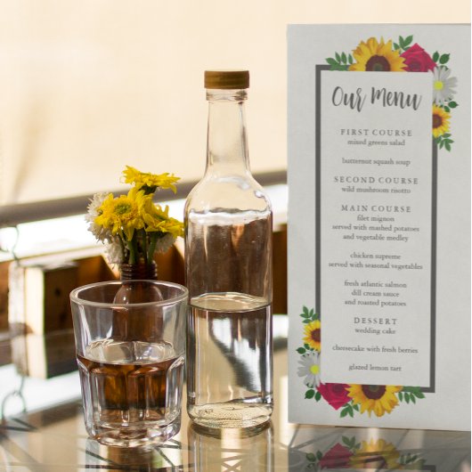 Zonnebloem Roos Madeliefje Herfst Bloem Bruiloft Menu