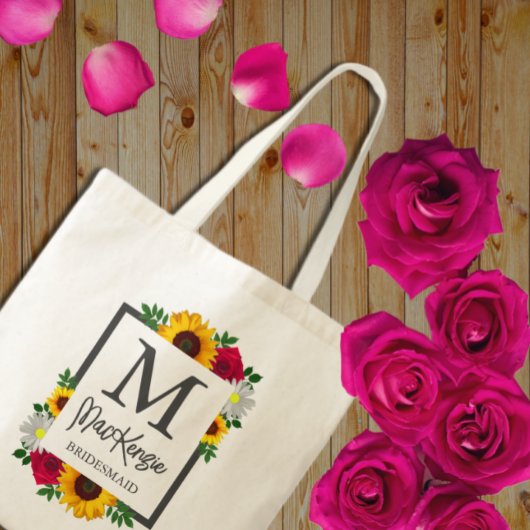 Zonnebloem Roos Madeliefje Herfst Bloem Bruiloftsf Tote Bag