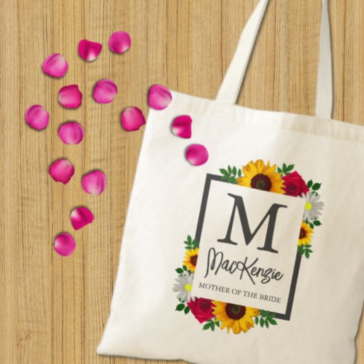 Zonnebloem Roos Madeliefje Herfst Bloemige Bruilof Tote Bag