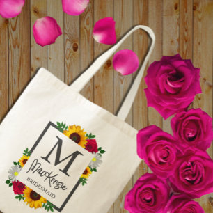 Zonnebloem Roos Madeliefje Herfst Bloemige Bruilof Tote Bag