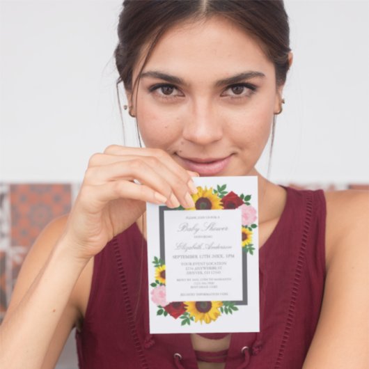 Zonnebloem Roos Ponies Autumn Florence Baby shower Kaart