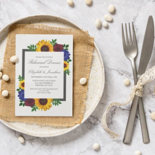 Zonnebloem Roos - Snel repetitief diner Uitnodigin Kaart