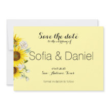 Zonnebloem roos trouwfoto Save The Date kaart