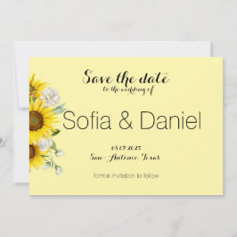 Zonnebloem roos trouwfoto Save The Date kaart