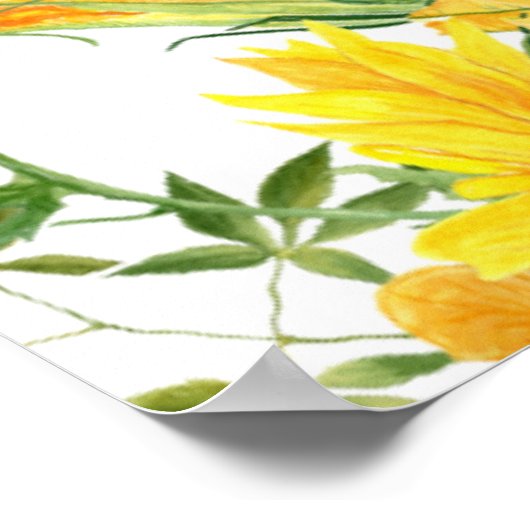 Zonnebloem Rouw Welkom Poster (Hoek)