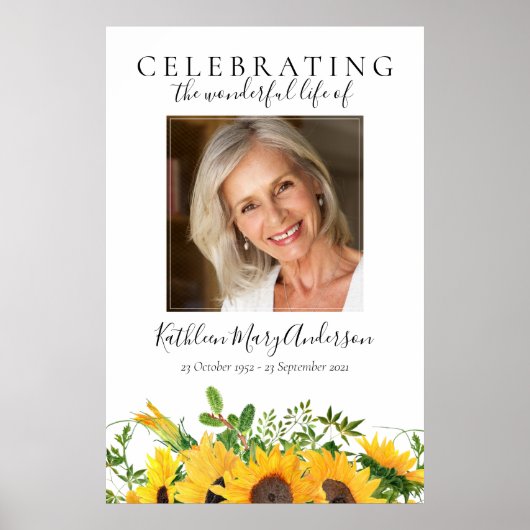 Zonnebloem Rouw Welkom Poster (Voorkant)