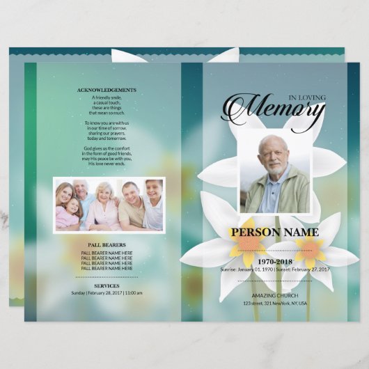 Zonnebloem rouwtemplate (Voorkant / Achterkant)