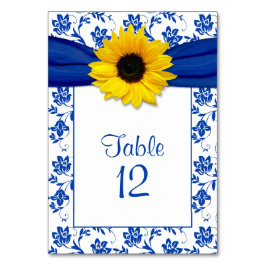Zonnebloem Royal Blue Bloemen Patroon Bruiloft Kaart