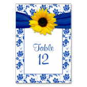 Zonnebloem Royal Blue Bloemen Patroon Bruiloft Kaart (Achterkant)