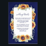 Zonnebloem Royal Blue rustieke bruiloft invoegen K Kaart<br><div class="desc">Sunflower Royal Blue Rustic Wedding Insert Kaarten - heeft sierlijke waterverf zonnebloemen met licht groen groen groen verweven over een uniek tekstvak. De achtergrond is een koninklijk of diepblauw krijtbordontwerp.</div>