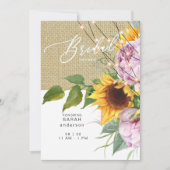 Zonnebloem Roze Bloemen Rustiek Vrijgezellenfeest Kaart (Voorkant)