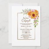 Zonnebloem Roze Bloemen Verlovingsfeest Kaart (Voorkant)