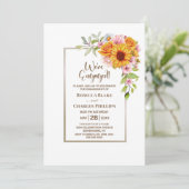 Zonnebloem Roze Bloemen Verlovingsfeest Kaart (Staand voorkant)