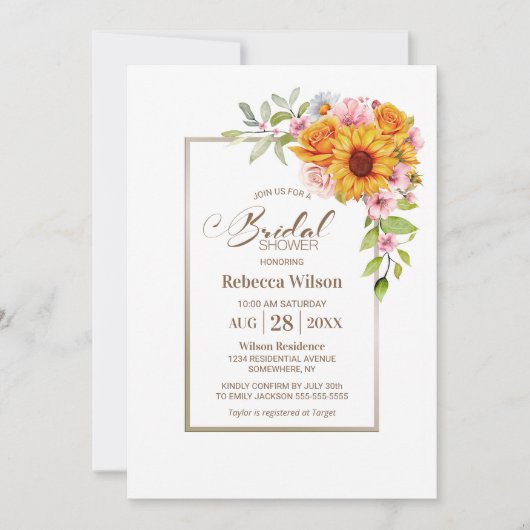 Zonnebloem Roze Bloemen Vrijgezellenfeest Kaart (Voorkant)