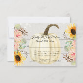 Zonnebloem Roze Bloemige Rustieke Pompoen Houten R Kaart (Voorkant)