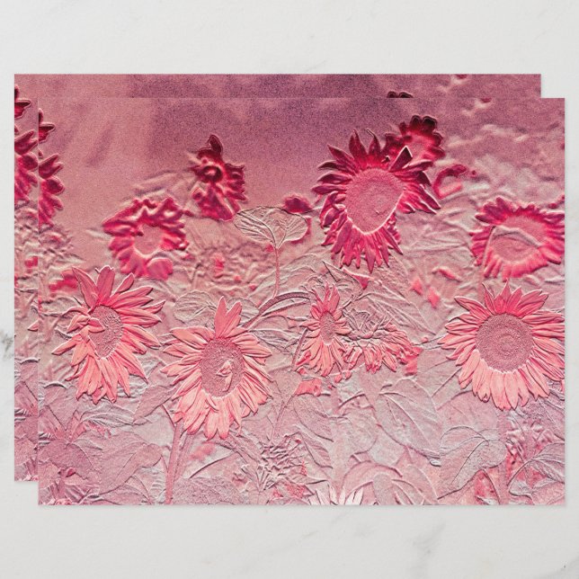 Zonnebloem Roze Bloemige Vintage Chic Ontwerp (Voorkant / Achterkant)