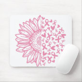 Zonnebloem roze Borstkanker Awareness Muismat (Met muis)