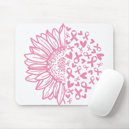 Zonnebloem roze Borstkanker Awareness Muismat (Met muis)