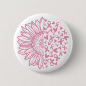 Zonnebloem roze Borstkanker Awareness Ronde Button 5,7 Cm (Voorkant)