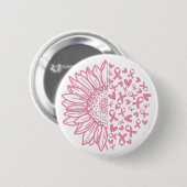 Zonnebloem roze Borstkanker Awareness Ronde Button 5,7 Cm (Voorkant /achterkant)