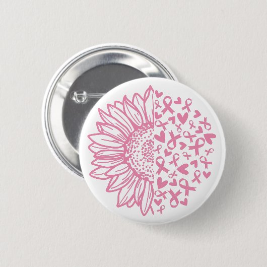 Zonnebloem roze Borstkanker Awareness Ronde Button 5,7 Cm (Voorkant /achterkant)