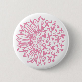 Zonnebloem roze Borstkanker Awareness Ronde Button 5,7 Cm
