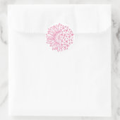 Zonnebloem roze Borstkanker Awareness Ronde Sticker (Tas)