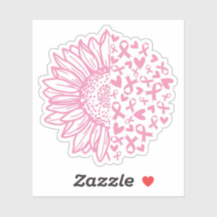 Zonnebloem roze Borstkanker Awareness Sticker