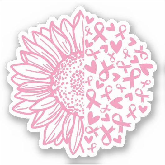 Zonnebloem roze Borstkanker Awareness Sticker (Voorkant)