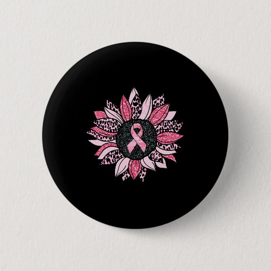 Zonnebloem Roze Borstkanker Bewustheid Vrouwen War Ronde Button 5,7 Cm (Voorkant)