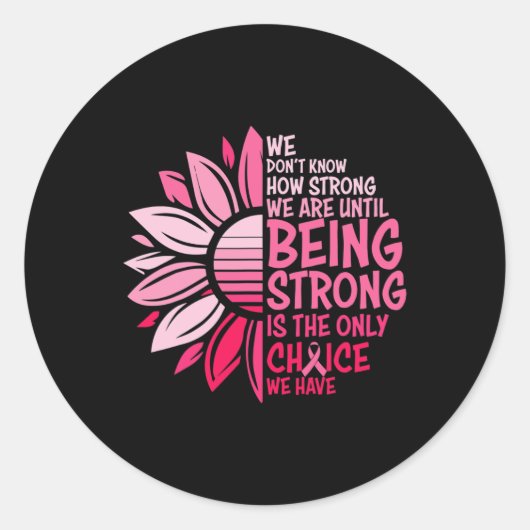 Zonnebloem Roze Borstkanker Bewustheid Vrouwen War Ronde Sticker (Voorkant)