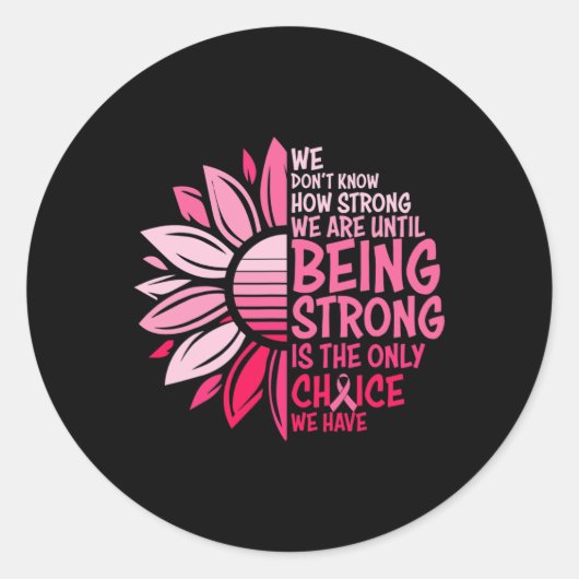 Zonnebloem Roze Borstkanker Bewustheid Vrouwen War Ronde Sticker (Voorkant)