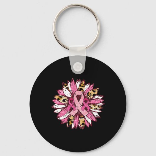 Zonnebloem Roze Borstkanker Bewustheid Vrouwen War Sleutelhanger (Voorkant)
