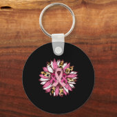 Zonnebloem Roze Borstkanker Bewustheid Vrouwen War Sleutelhanger (Voorkant)