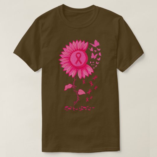 Zonnebloem Roze Borstkanker - Waarschuwingswaarsch T-shirt (Design voorkant)