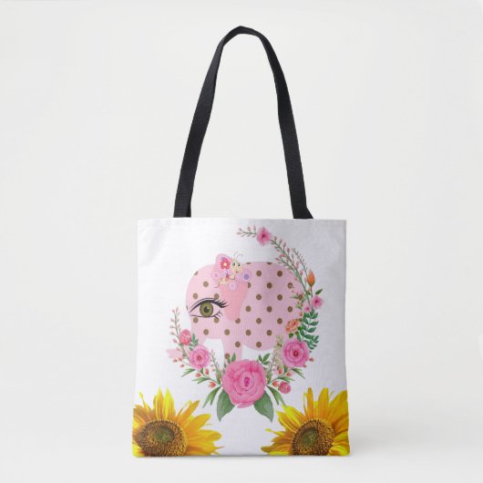 Zonnebloem Roze Canvas tas (Voorkant)