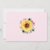 Zonnebloem Roze Floral Baby Girl Birth Aankondiging (Achterkant)