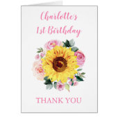 Zonnebloem Roze Floral Birthday Hartelijk dank (Voorkant)
