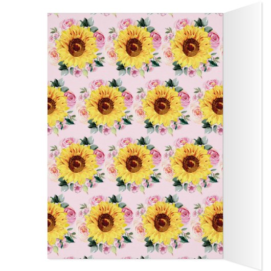 Zonnebloem Roze Floral Birthday Hartelijk dank (Binnen (Links))