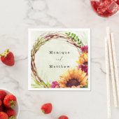 Zonnebloem Roze Floral Wreath Wedding Servet (Insitu)