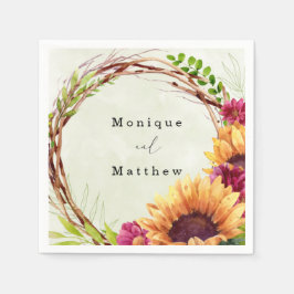 Zonnebloem Roze Floral Wreath Wedding Servet