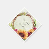 Zonnebloem Roze Floral Wreath Wedding Servet (Hoek)