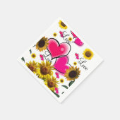 Zonnebloem Roze Harten Papieren Servetten (Hoek)