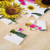 Zonnebloem Roze Harten Puzzels (Zijkant)