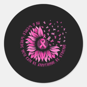 Zonnebloem Roze lint Butterfly Breast Cancer Awar Ronde Sticker