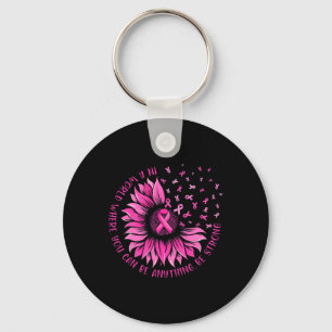 Zonnebloem Roze lint Butterfly Breast Cancer Awar Sleutelhanger