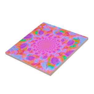 Zonnebloem Roze Oranje Paarse  Kunst Tegeltje